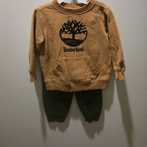 Timberland Brown Sweatshirt and Black Pants Set